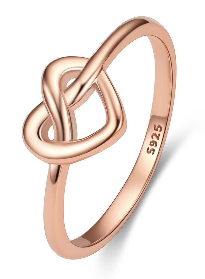 Bestyle Hypoallergenic Silver Rose Gold Ring for Women, Cute Minimalist Heart Celtic Ring, Infinity Love Rose Gold Ring for Promise Engagement Wedding, Gift for Christmas Valentine's Day,Size 10 - Image 1