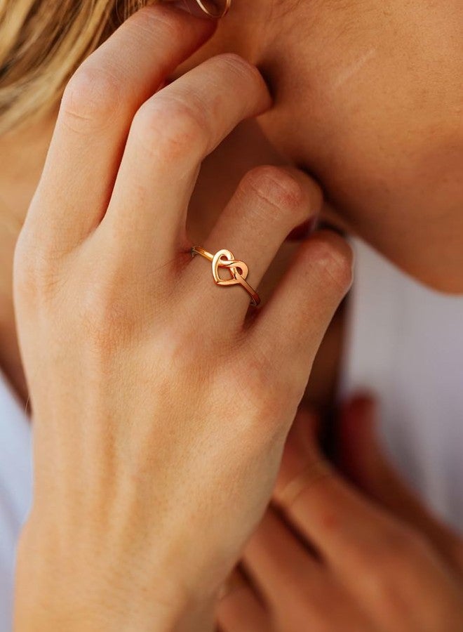Bestyle Hypoallergenic Silver Rose Gold Ring for Women, Cute Minimalist Heart Celtic Ring, Infinity Love Rose Gold Ring for Promise Engagement Wedding, Gift for Christmas Valentine's Day,Size 10 - Image 4