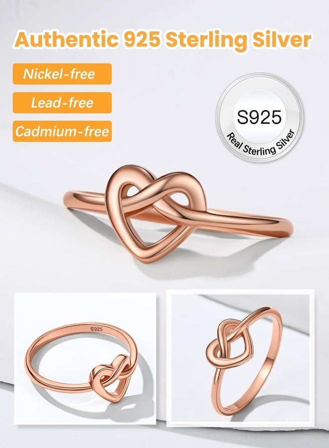 Bestyle Hypoallergenic Silver Rose Gold Ring for Women, Cute Minimalist Heart Celtic Ring, Infinity Love Rose Gold Ring for Promise Engagement Wedding, Gift for Christmas Valentine's Day,Size 10 - Image 2