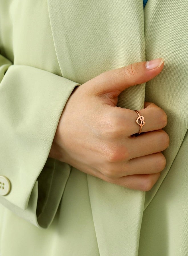 Bestyle Hypoallergenic Silver Rose Gold Ring for Women, Cute Minimalist Heart Celtic Ring, Infinity Love Rose Gold Ring for Promise Engagement Wedding, Gift for Christmas Valentine's Day,Size 10 - Image 5