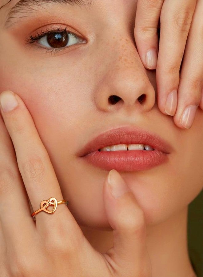 Bestyle Hypoallergenic Silver Rose Gold Ring for Women, Cute Minimalist Heart Celtic Ring, Infinity Love Rose Gold Ring for Promise Engagement Wedding, Gift for Christmas Valentine's Day,Size 10 - Image 3