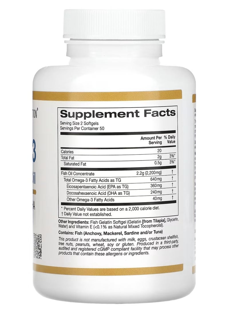 California Gold Nutrition Omega 3 With Premium Fish Oil 100 Softgels  - Image 2
