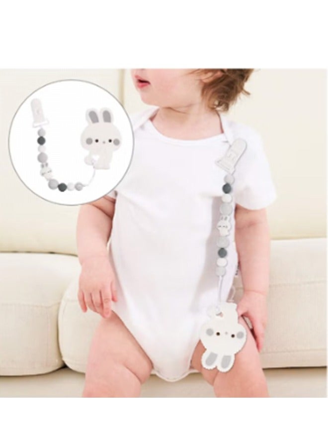 Pacifier Clip, Silicone Pacifier Holders, Pacifier Fang pacifier for Teething Toy, Rabbit Pattern Baby Pacifier Clips for Newborn Boys and Girls - Image 4