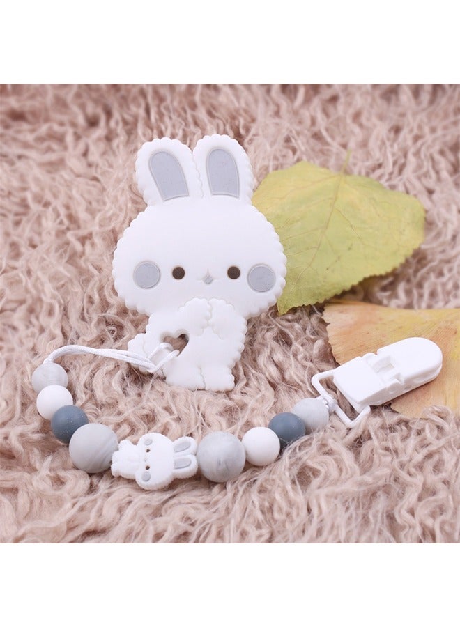 Pacifier Clip, Silicone Pacifier Holders, Pacifier Fang pacifier for Teething Toy, Rabbit Pattern Baby Pacifier Clips for Newborn Boys and Girls - Image 5