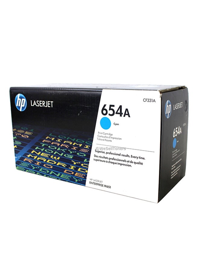 HP خرطوشة حبر 654A أصلية للطابعة ليزر جيت أزرق سماوي - Image 1