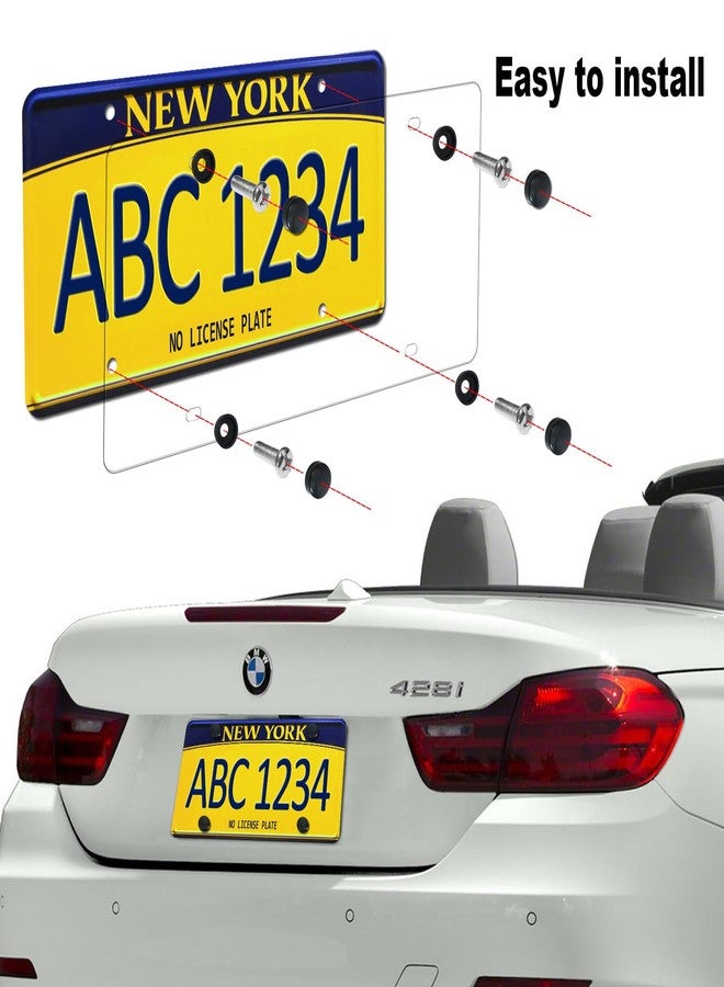 Aootf License Plate Covers- Clear Flat License Plate Protector, Unbreakable Plastic Protective Shield with Screws Caps, 2 Pack for Front Rear Car Tags - Image 4