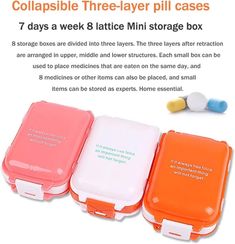 Zeinwap 2 Piece Medicine Box Mini Vitamin Pill Tablet Case Organizer, Random color - Image 5