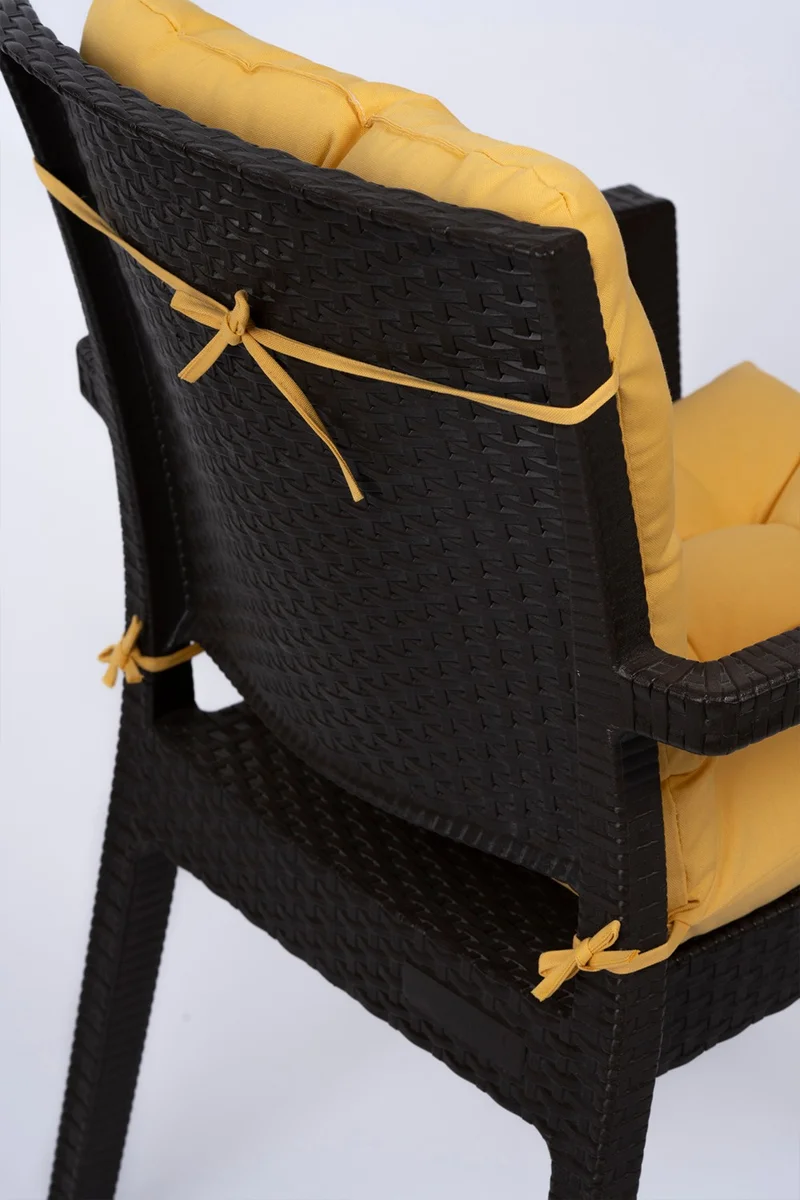 Altın Pamuk Neva Pofidik Yellow Backed Chair Cushion Special Stitched Laced 44x88 Cm