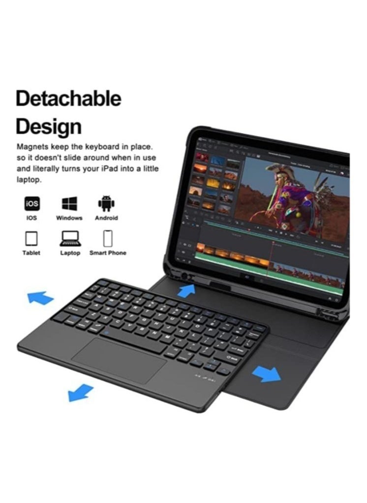 Stylish and Functional: 2022 iPad 10 Keyboard Case with Wireless Trackpad, Smart Folio, and Pencil Storage 10.9