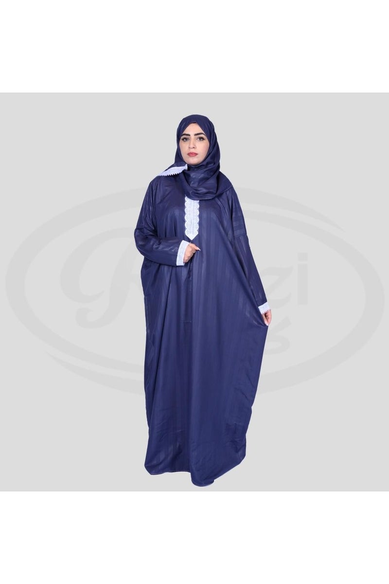 شرشف صلاة ناعم ومريح للغاية مع حواف دانتيل مطرزة مكون من قطعة واحدة يتضمن طرحة ويغطي الجسم بالكامل بمقاس موحد وواسع مناسب لجميع الأجسام - Image 1
