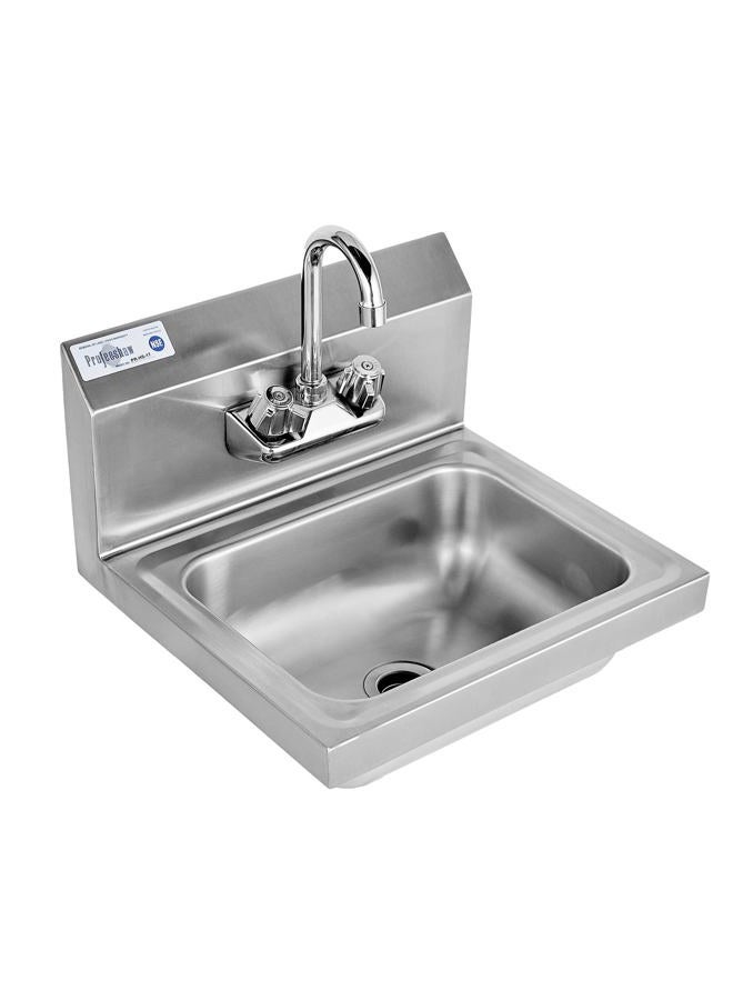 Profeeshaw Stainless Steel Sink Commercial Wall Mounted Hand Washing Basin NSF with Gooseneck Faucet for Kitchen or Bar 17" x 15" - Image 1
