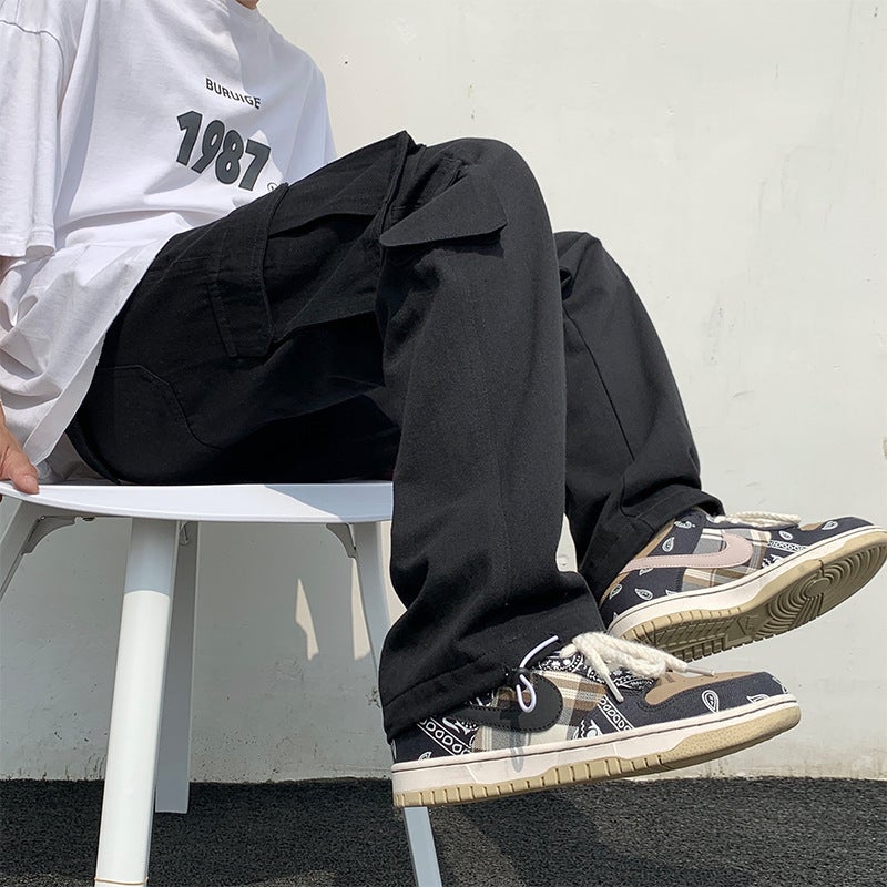 Multi-Pocket Cargo Pants for Men Spring Fall Black - Image 3