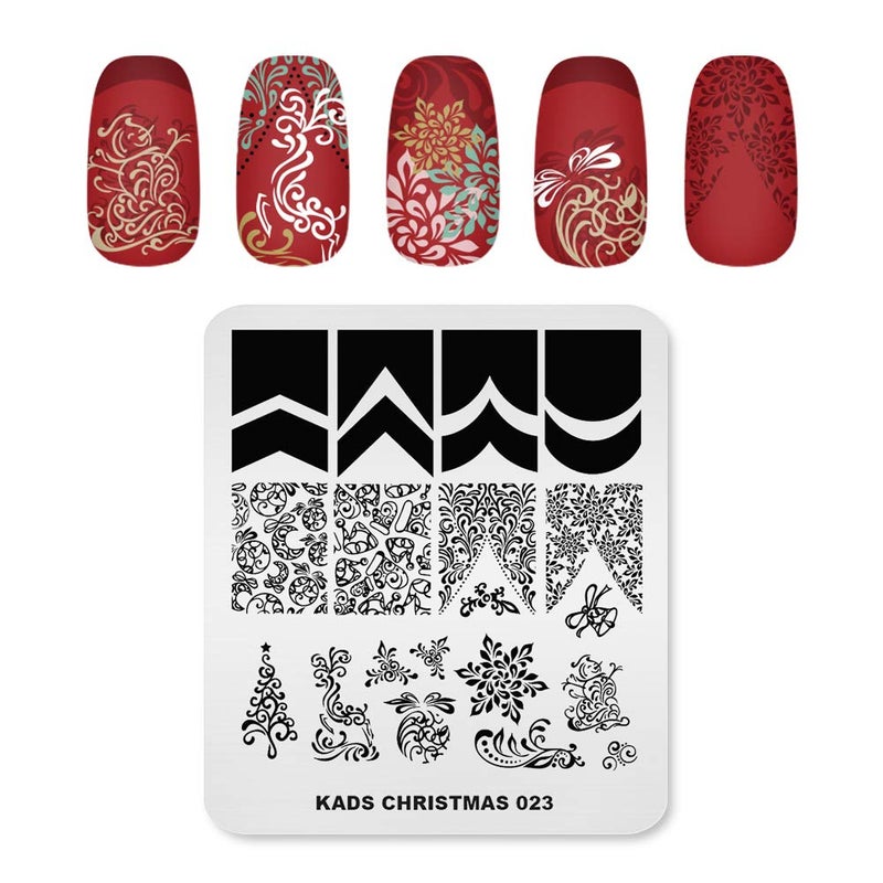 KADS KADS Nail Art Stamping Plates Christmas Snowflake Santa Christmas Socks Tree Bell Nail Stamp Template for DIY Nail Decoration CH023 