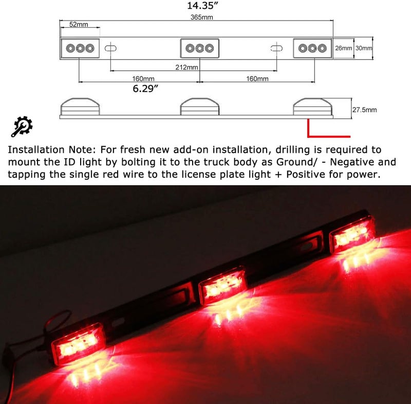 iJDMTOY Red Lens 3-Lamp Truck Rear Tailgate or Trailer LED Light Bar Compatible With Ford F-150 F-250 F-350 F-450 Dodge RAM 1500 2500 3500 Chevy Silverado, GMC Sierra, etc - Image 2