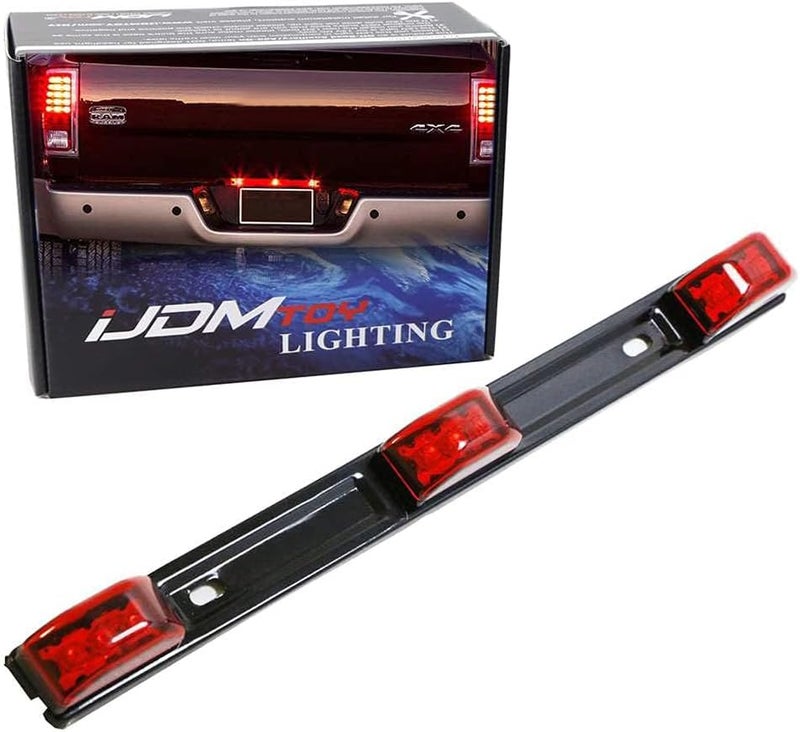 iJDMTOY Red Lens 3-Lamp Truck Rear Tailgate or Trailer LED Light Bar Compatible With Ford F-150 F-250 F-350 F-450 Dodge RAM 1500 2500 3500 Chevy Silverado, GMC Sierra, etc - Image 1