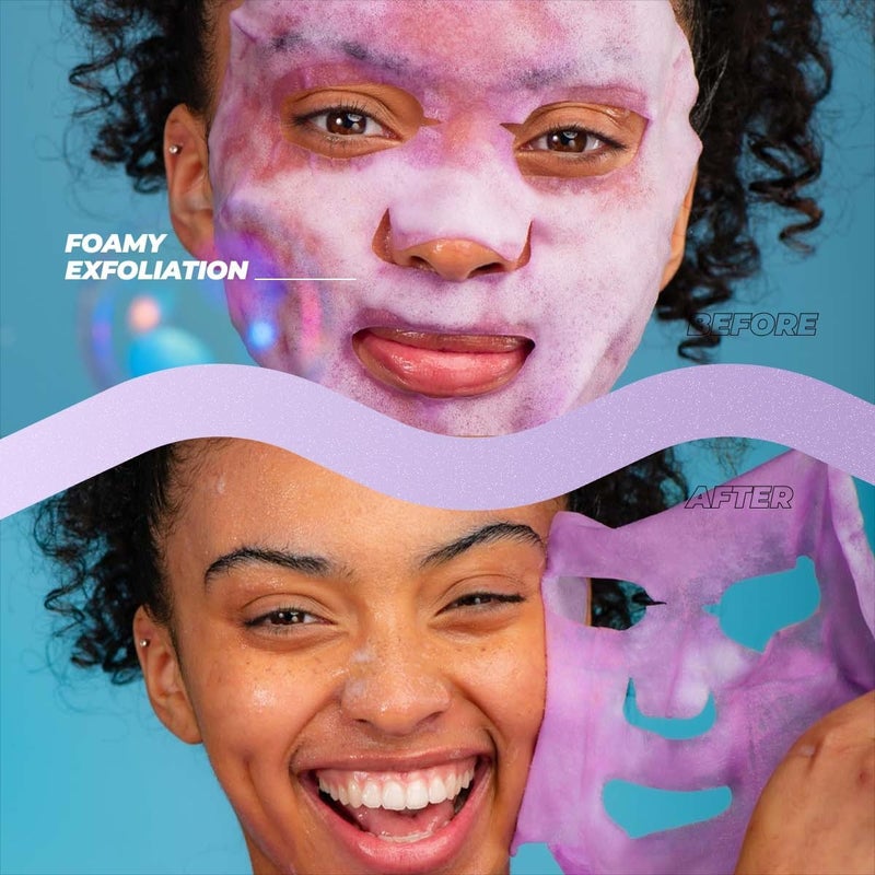 Vitamasques Blueberry Oxygenating Bubble Face Mask, Pore Cleanse and Detox, Deeply cleansing action, with bubbling fun (Pack of 3) - Image 3