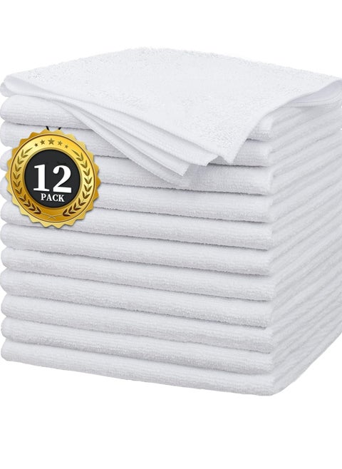 12 Pack Microfiber Cleaning Cloth,Highly Absorbent Cleaning Rags,12"X12" All Purpose Cleaning Towels for Housekeeping,Kitchen,Car,Lint Free and Reusable Microfiber Towels(White)