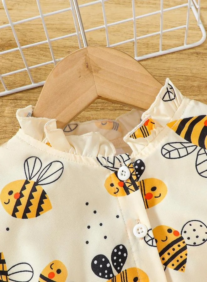 تايك تو Take Two Girls Bee Print Bow Decor Top and Leggings Set