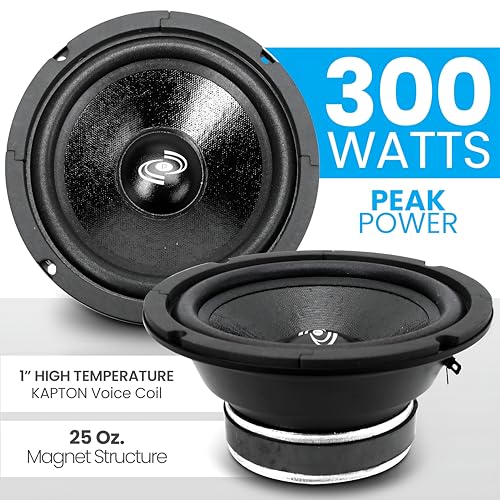 Pyle 6.5" Car Audio Speaker Midrange - 300 Watt High Power Sealed Back Mid Range Speakers System w/ Paper Coating Cone, 200-5 kHz, 93 dB, 8Ohm, 30 oz Magnet, 1 inch KAPTON Voice Coil - PDMR6 - Image 4
