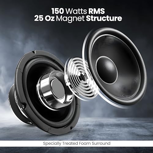 Pyle 6.5" Car Audio Speaker Midrange - 300 Watt High Power Sealed Back Mid Range Speakers System w/ Paper Coating Cone, 200-5 kHz, 93 dB, 8Ohm, 30 oz Magnet, 1 inch KAPTON Voice Coil - PDMR6 - Image 5