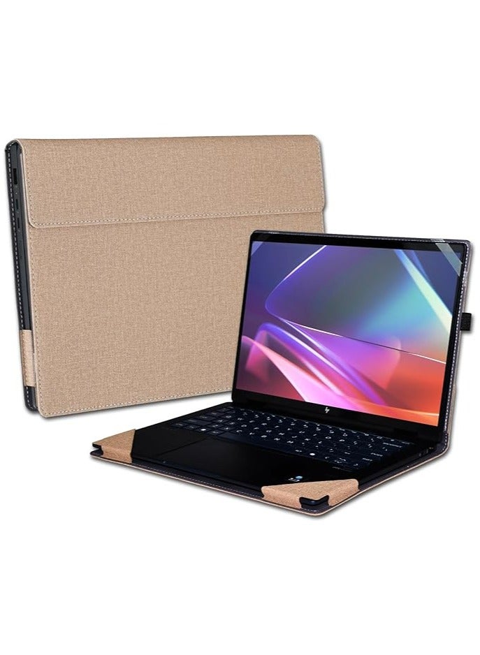 general Cover Case Compatible with HP Envy x360 2-in-1 Laptop 14-FA 14z-FA & 14-fc 14t-fc 2024 14 inch, PU Leather Protective Sleeve with Foldable Cooling Bracket - Image 1