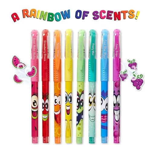 Scentos Scented Gel Pens for Kids - Assorted Colorful Pens - Fine Point Gel Pen Set - For Ages 3 and Up - 8 Count (Rainbow) - Image 2
