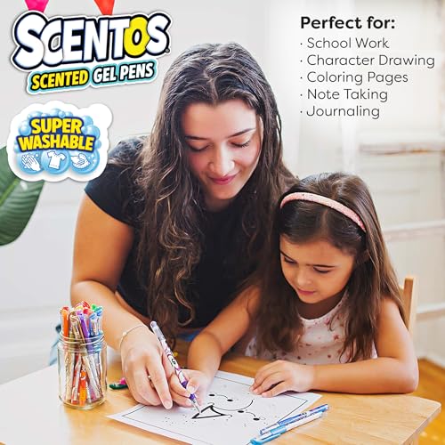 Scentos Scented Gel Pens for Kids - Assorted Colorful Pens - Fine Point Gel Pen Set - For Ages 3 and Up - 8 Count (Rainbow) - Image 3