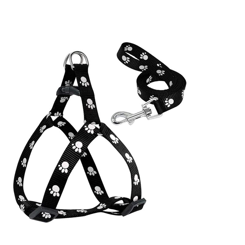 KittuPet Adjustable 0.75 Inch Nylon Leash with Harness Set Printed Nylon Puppy Harness for Small & Medium Dogs (Color May Vary) - Image 2