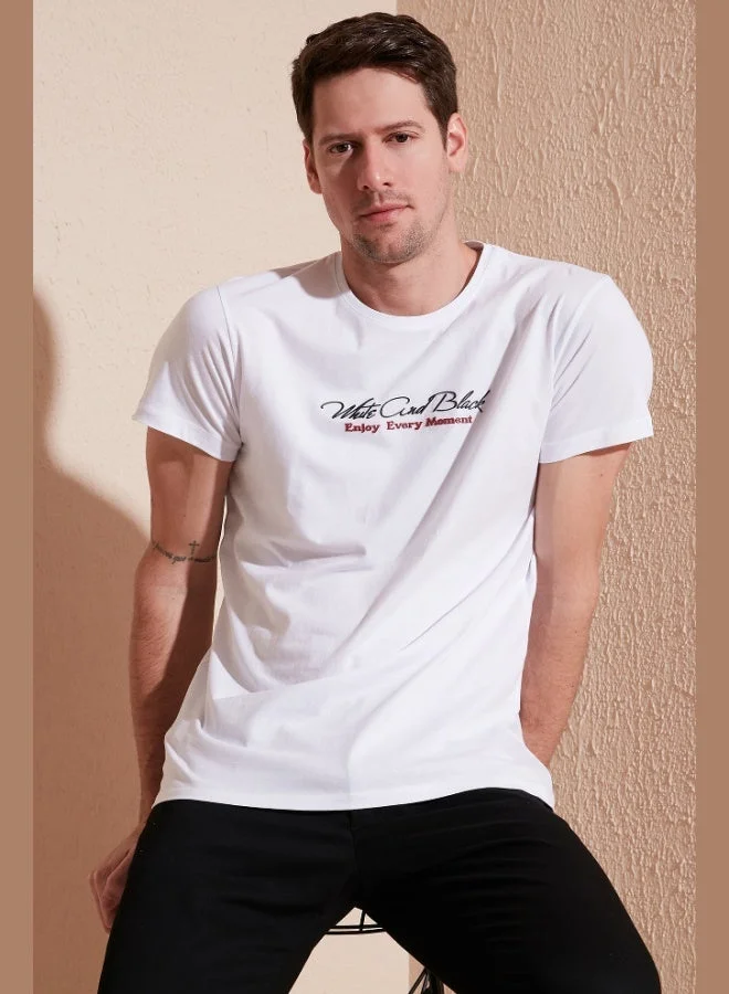 Buratti  Buratti Cotton Slim Fit Crew Neck Written T Shirt Men's T SHIRT 541ENJOY for Men | Best Price UAE