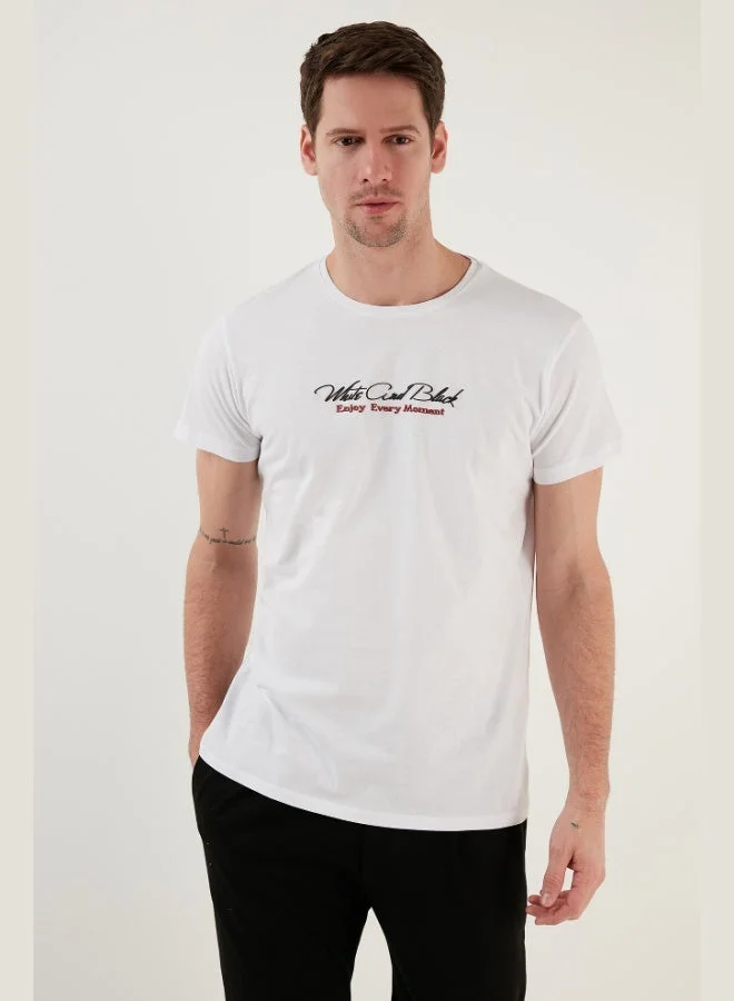 Buratti Cotton Slim Fit Crew Neck Written T Shirt Men's T SHIRT 541ENJOY