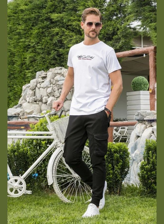 Buratti  Buratti Cotton Slim Fit Crew Neck Written T Shirt Men's T SHIRT 541ENJOY for Men | Best Price UAE