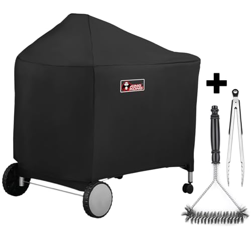Kingkong 7152 Grill Cover for Weber Performer Charcoal Grills, 22-Inch (Compared to Weber 7152) including Stainless Steel Brush and Tongs - Image 1