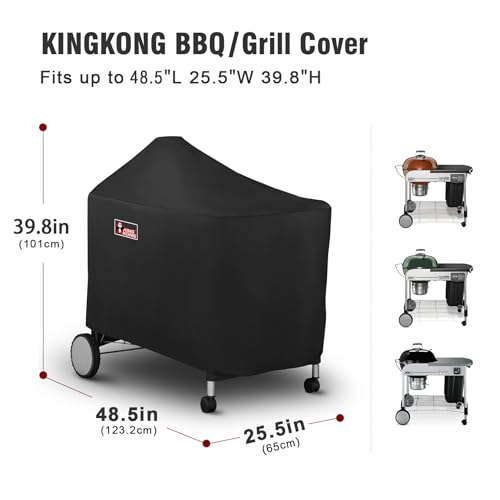 Kingkong 7152 Grill Cover for Weber Performer Charcoal Grills, 22-Inch (Compared to Weber 7152) including Stainless Steel Brush and Tongs - Image 2