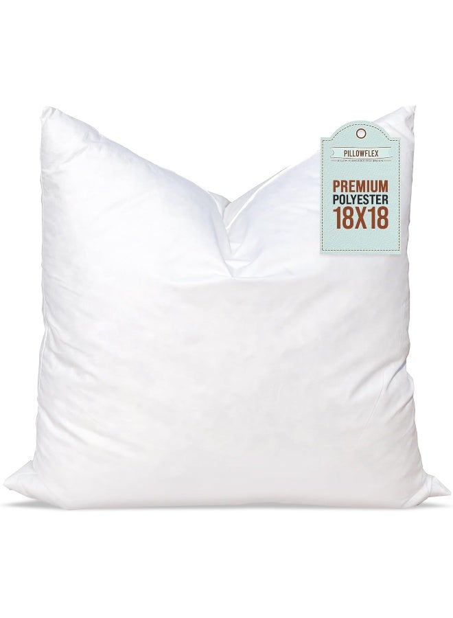 Pillowflex Premium Polyester Throw Pillow Insert  18x18  Ultra Soft Small Square Throw Pillow Couch Sham Lumbar Back Sofa  Machine Washable  Decorative Accent Form  1 Soft Pillow - Image 4