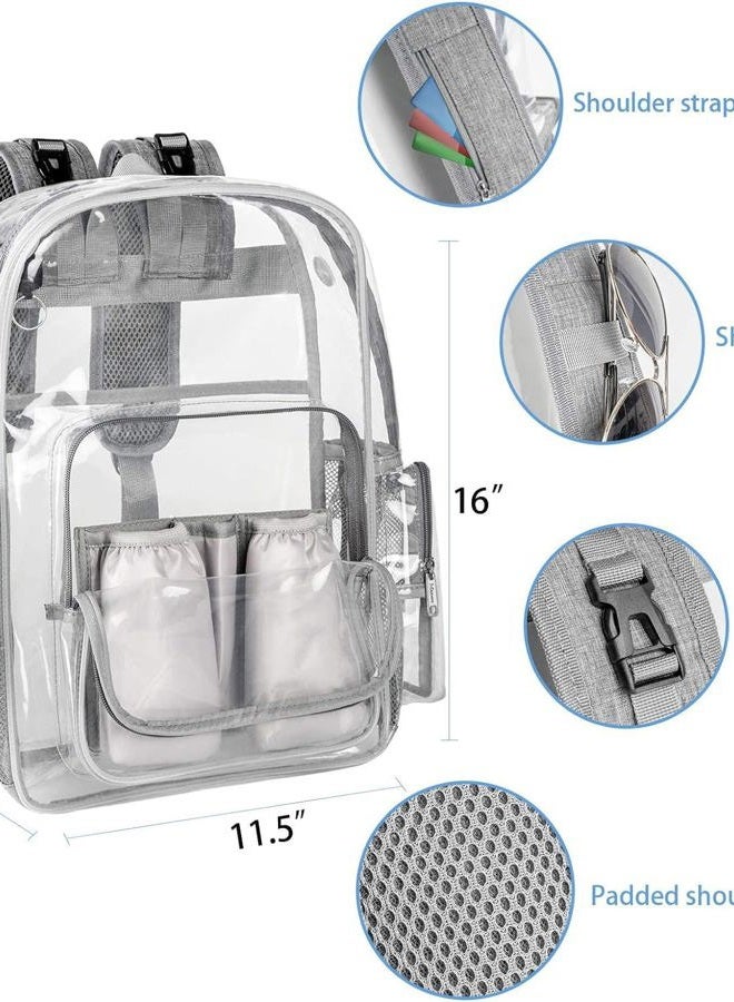 Mancro Diaper Bag Backpack, Clear Baby Bag Heavy Duty Transparent Backpack for Girls Boys, Multifunction Large Travel Backpack Maternity Baby Changing Bags for Mom with Stroller Straps, Grey - Image 3