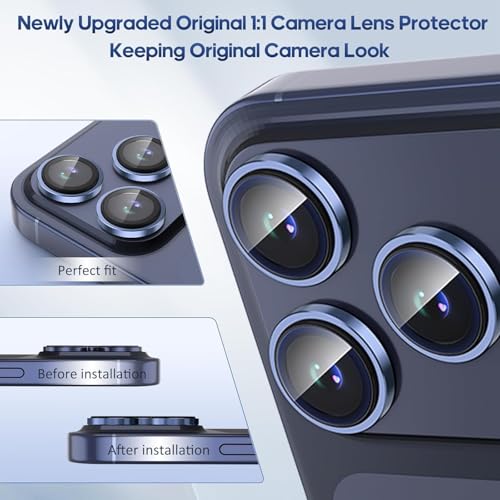 Mr Shield Mr.Shield Top-Notch 3D Camera Lens Protector Ring Compatible For iPhone 17 Pro Max | 17 Pro, 1:1 Keep Original Lens Design and Color, 9H Hardness, Easy Installation - Deep Blue Titanium - Image 5