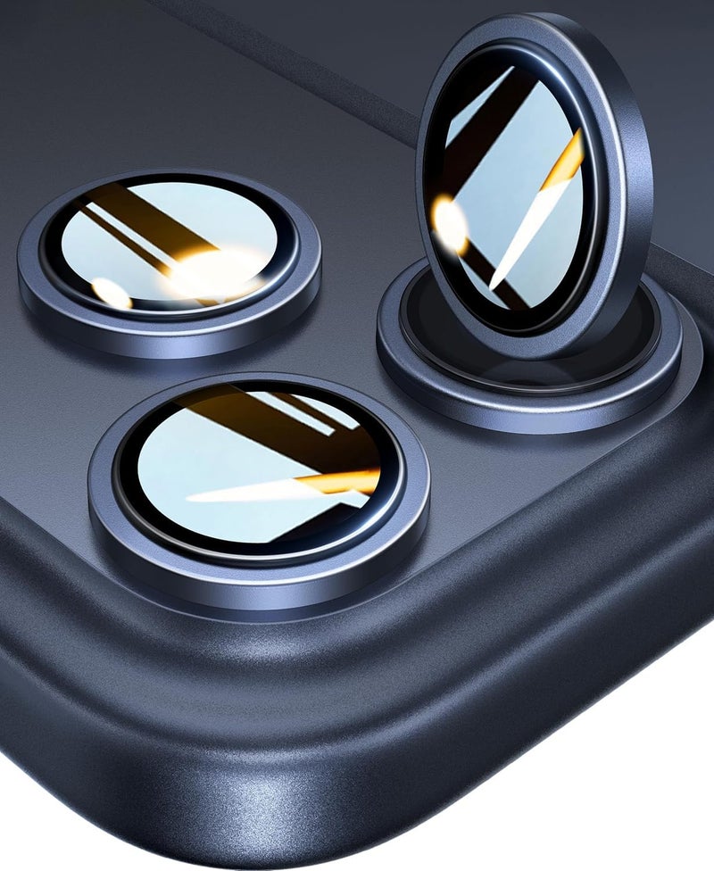 Mr Shield Mr.Shield Top-Notch 3D Camera Lens Protector Ring Compatible For iPhone 17 Pro Max | 17 Pro, 1:1 Keep Original Lens Design and Color, 9H Hardness, Easy Installation - Deep Blue Titanium - Image 1