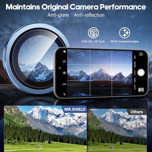 Mr Shield Mr.Shield Top-Notch 3D Camera Lens Protector Ring Compatible For iPhone 17 Pro Max | 17 Pro, 1:1 Keep Original Lens Design and Color, 9H Hardness, Easy Installation - Deep Blue Titanium - Image 4