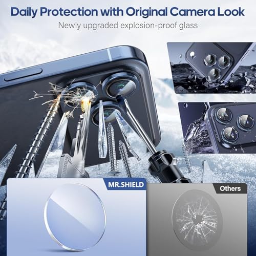 Mr Shield Mr.Shield Top-Notch 3D Camera Lens Protector Ring Compatible For iPhone 17 Pro Max | 17 Pro, 1:1 Keep Original Lens Design and Color, 9H Hardness, Easy Installation - Deep Blue Titanium - Image 3