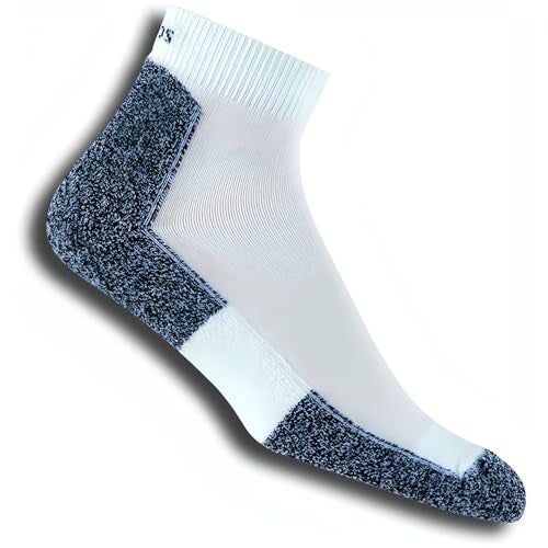 thorlos mens Lrmxm Thin Cushion Ankle running socks, White/Navy, Large US - Image 3