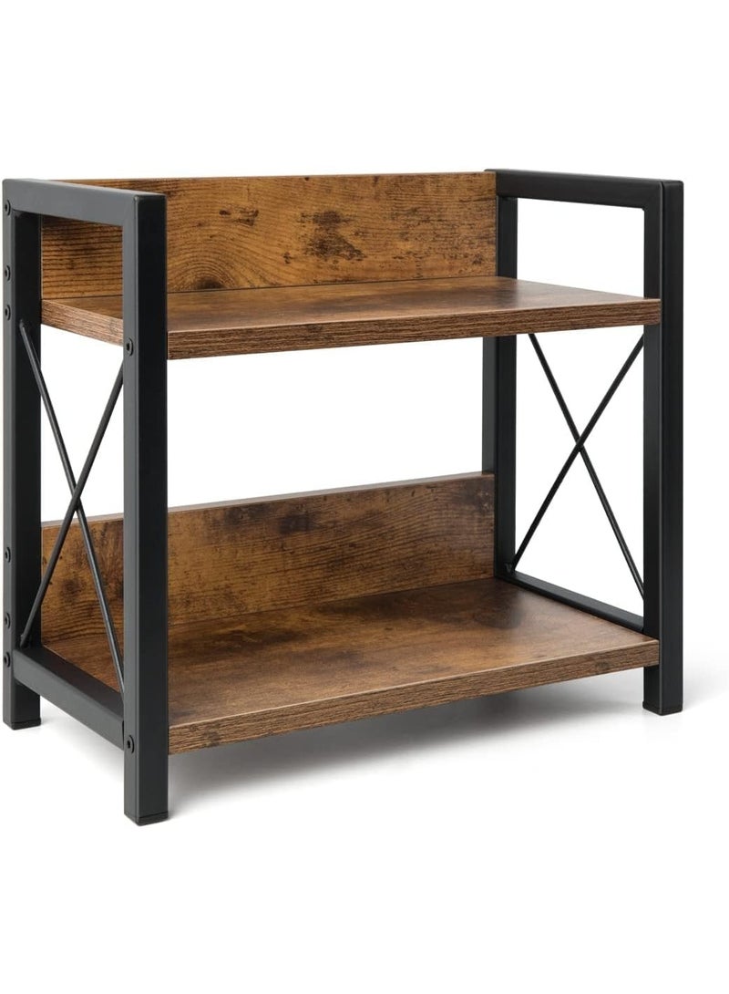 U-HOOME Kitchen Counter Shelf Organizer,2 Tier Wood Kitchen Spice Rack Organizer for Countertop Coffee Bar Station Organizer,Coffee Condiment Rack for Mugs,Cups,Cream,Syrup - Image 1