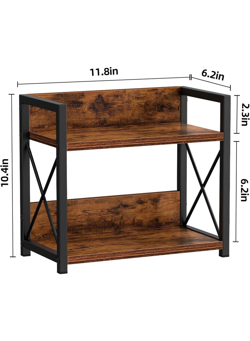 U-HOOME Kitchen Counter Shelf Organizer,2 Tier Wood Kitchen Spice Rack Organizer for Countertop Coffee Bar Station Organizer,Coffee Condiment Rack for Mugs,Cups,Cream,Syrup - Image 2