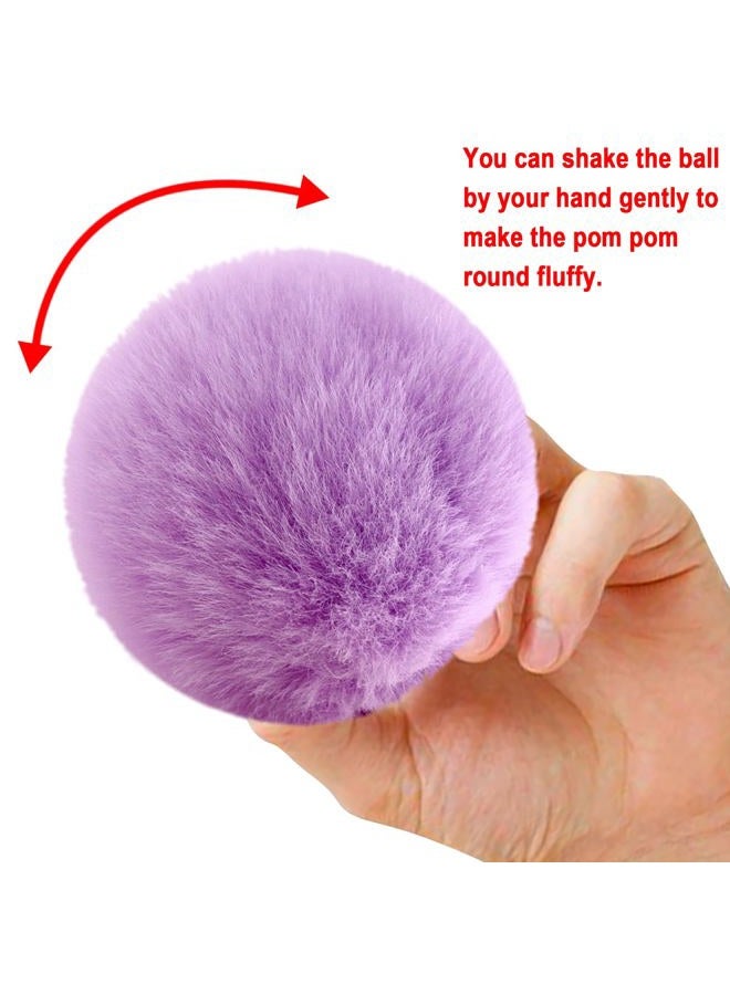 BQTQ 20 Pieces Faux Rabbit Fur Pom Pom Balls DIY Faux Fur Fluffy Pom Pom with Elastic Loop for Hats Keychains Scarves Gloves Bags Accessories (10 Rainbow Colours, 2 Pcs for Each Colour) - Image 4