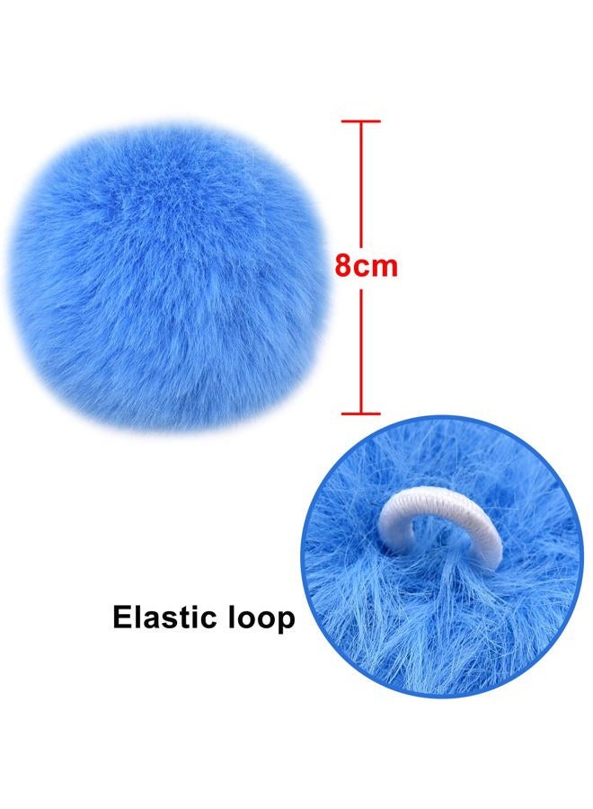 BQTQ 20 Pieces Faux Rabbit Fur Pom Pom Balls DIY Faux Fur Fluffy Pom Pom with Elastic Loop for Hats Keychains Scarves Gloves Bags Accessories (10 Rainbow Colours, 2 Pcs for Each Colour) - Image 3