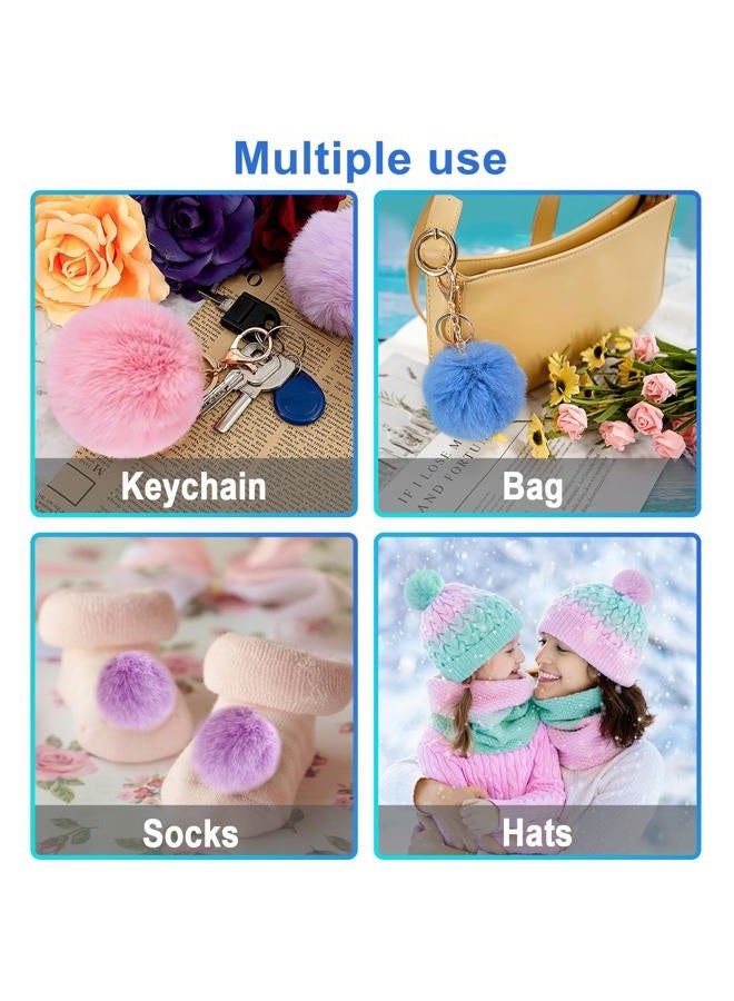BQTQ 20 Pieces Faux Rabbit Fur Pom Pom Balls DIY Faux Fur Fluffy Pom Pom with Elastic Loop for Hats Keychains Scarves Gloves Bags Accessories (10 Rainbow Colours, 2 Pcs for Each Colour) - Image 5