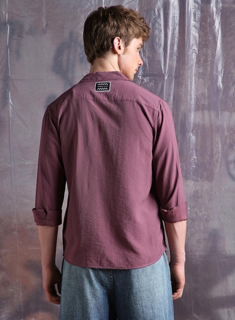 Hubberholme Men Comfort Fit Cuban Collar Textured Casual Shirt  - Image 5