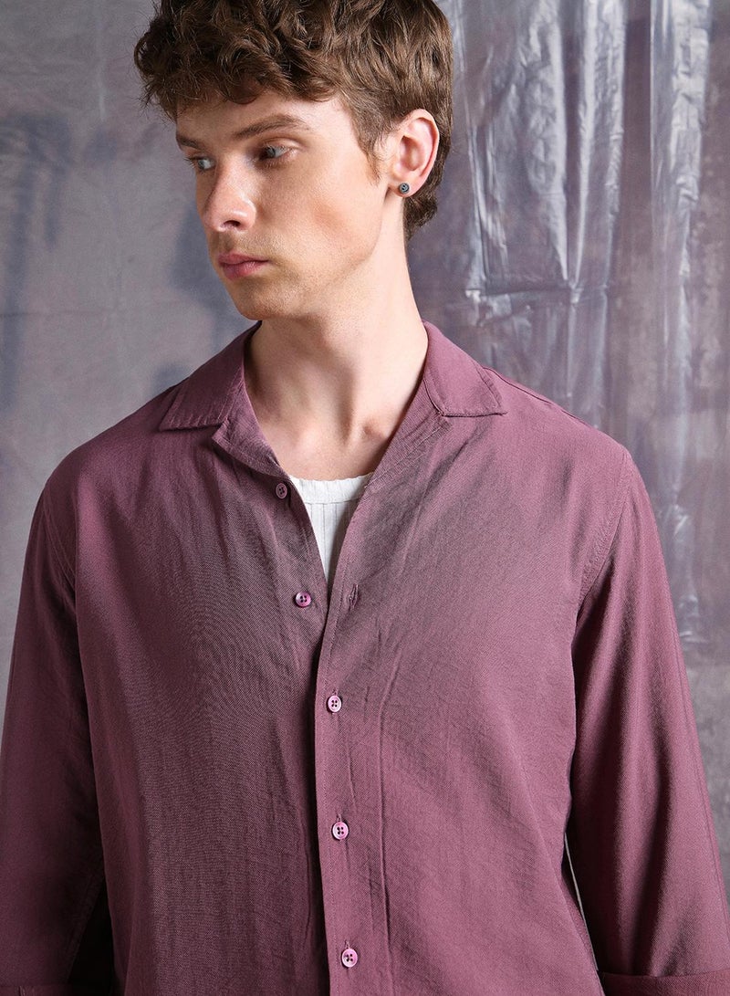 Hubberholme Men Comfort Fit Cuban Collar Textured Casual Shirt  - Image 4