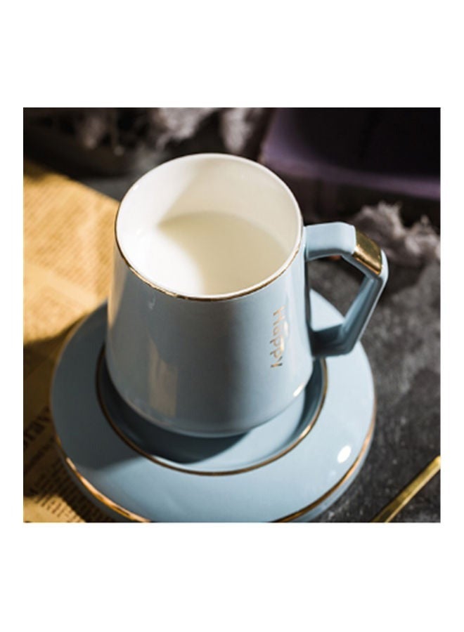 إسكدنيا مج قهوة من السيراميك بطبعة كلمة Happy أزرق - Image 1