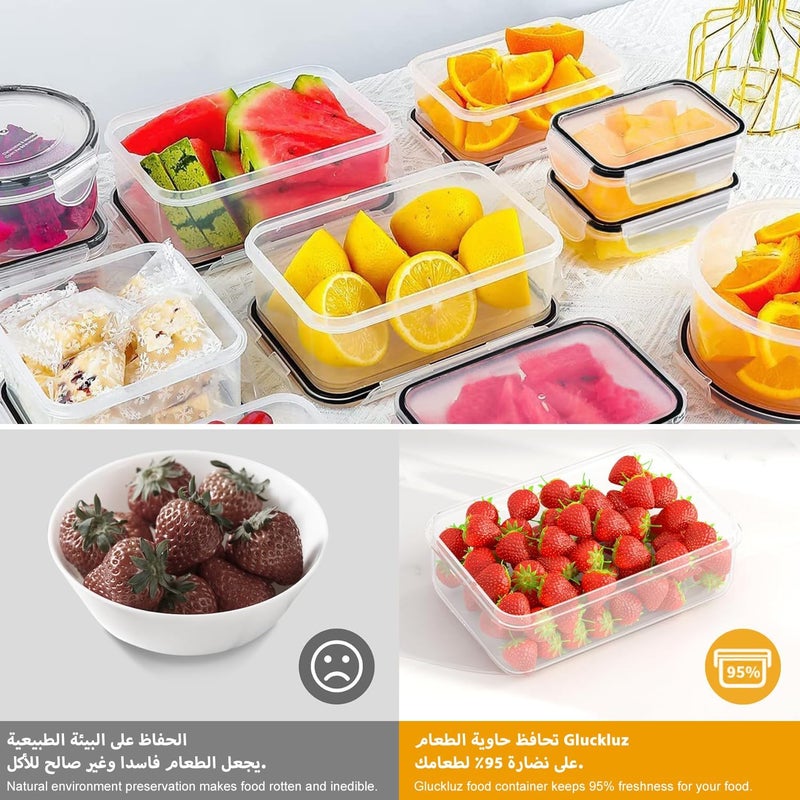 gluckluz 16pcs Refrigerator Organizer Bins with Lids,Fresh Produce Saver Stackable 5 Sizes Fridge Food Storage Containers Clear Freezer Kitchen Box with Covers Kit for Indoor Outdoor Picnic Organizers - Image 2
