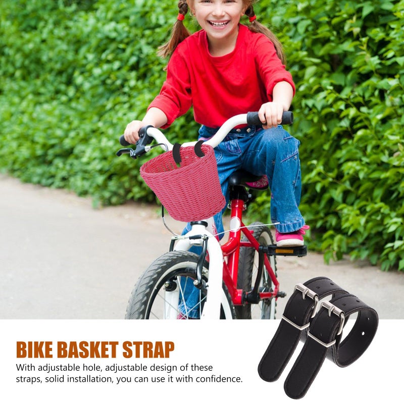 Adjustable PU Leather Front Bike Basket Straps Pair For Electric Bicycle Commuting - Image 4